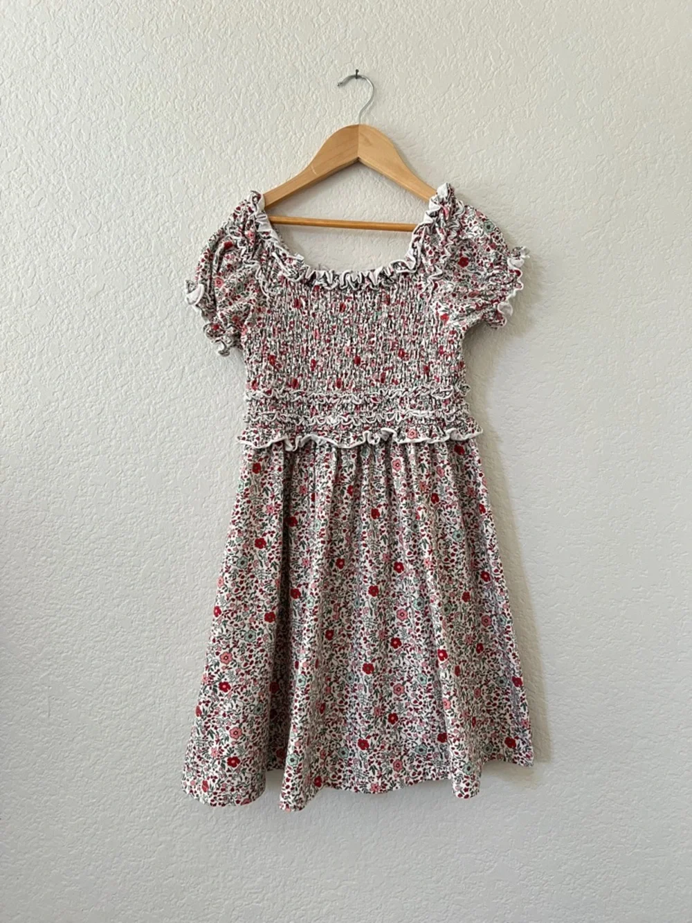 Matilda Jane Floral Smocked Dress Girls 10 Cotton Puff Sleeve Twirl Cottage